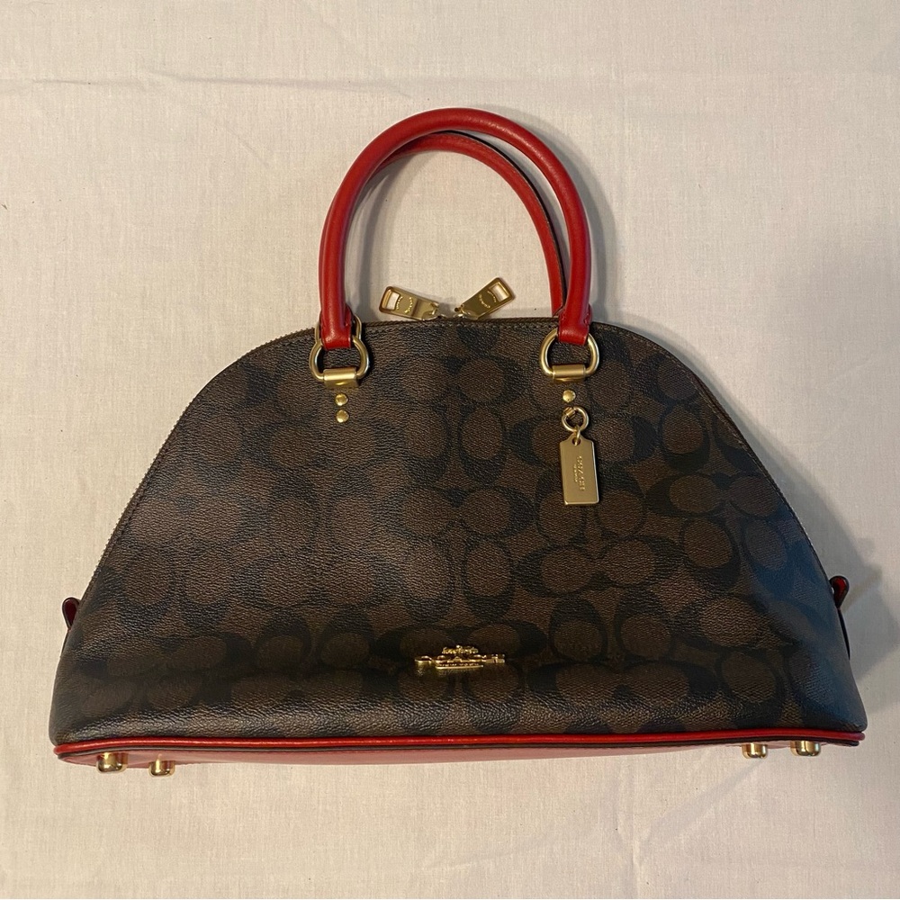Coach Brown and Red Women's Handbag - Picture 1 of 9